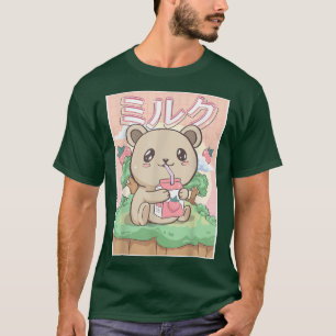 Camiseta Carro De Leite De Morango De Kawaii, Estético Japo