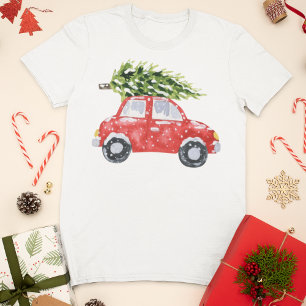 Camiseta Carro de Natal Aquarela