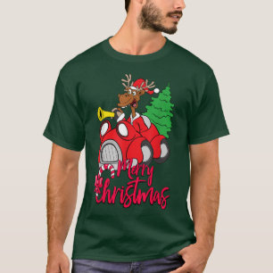 Camiseta Carro de Natal Feliz, Carro Feriado, Reindeer Engr