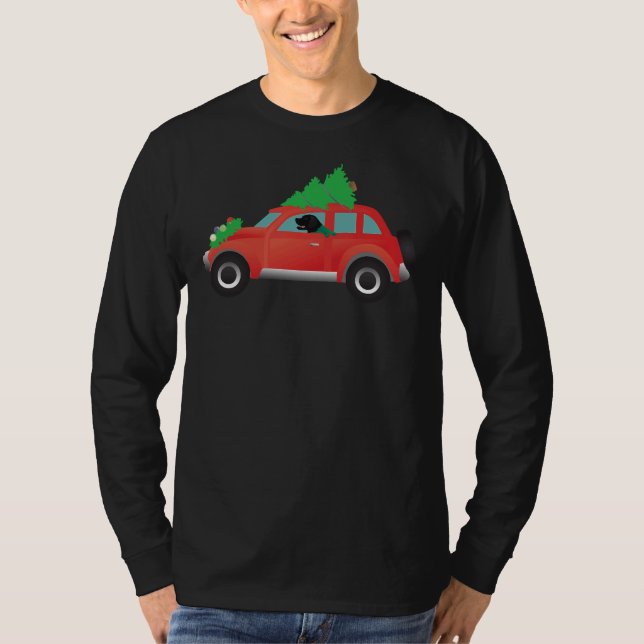 Camiseta Carro De Natal Vermelho, Condutor De Laboratório P (Frente)