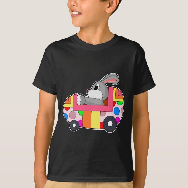 Camiseta Carro de Páscoa de coelho (Frente)