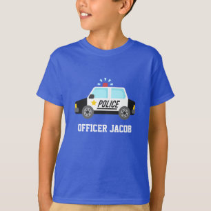 Camiseta Carro de polícia clássico com a sirene para miú