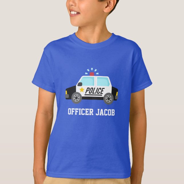 Camiseta Carro de polícia clássico com a sirene para miúdos (Frente)