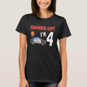 Camiseta Carro de Polícia Infantil 4. º Aniversário 4 anos