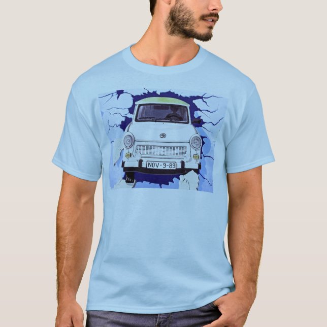 Camiseta Carro de Trabant, azul pálido, muro de Berlim (Frente)