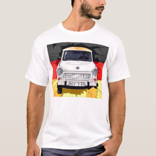 Camiseta Carro de Trabant e bandeira alemão, muro de Berli