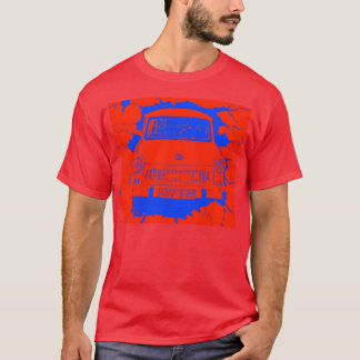 Camiseta Carro de Trabant e muro de Berlim vermelho/azul