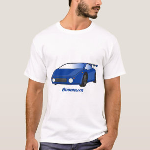 Camiseta Carro desportivo azul com ilustração de airfoil