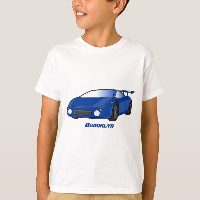 Camiseta Carro desportivo azul com ilustração de airfoil (Frente)