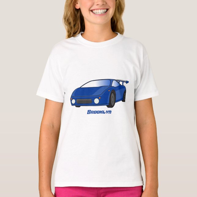 Camiseta Carro desportivo azul com ilustração de airfoil (Frente)