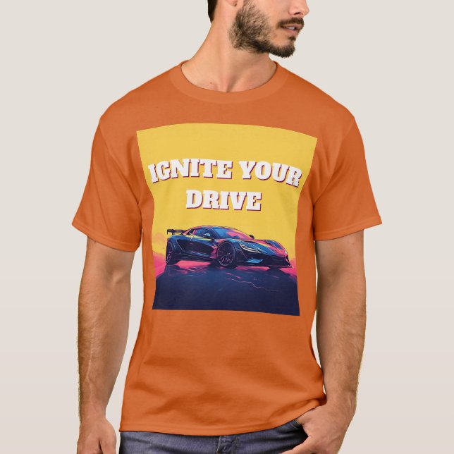 Camiseta Carro desportivo futurista sobre gradiente artísti (Frente)