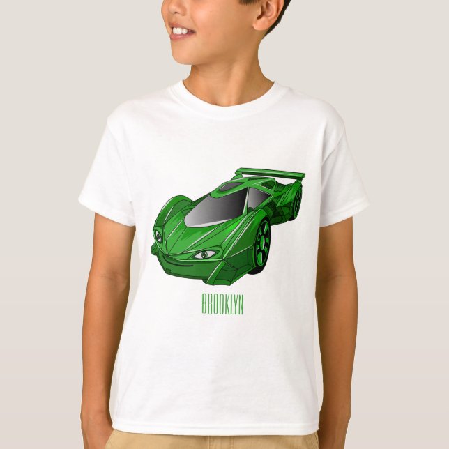Camiseta Carro desportivo verde com ilustração aerofoil (Frente)