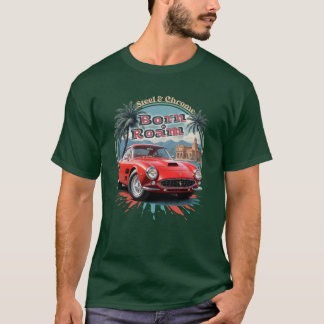 Camiseta Carro desportivo vermelho retrô, ilustração circul