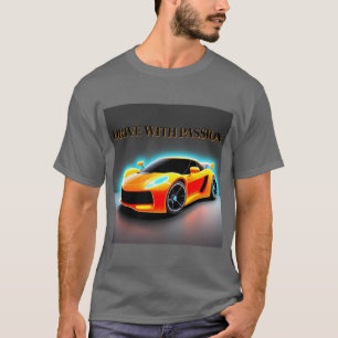 Camiseta Carro desportivo vibrante com brilho neon