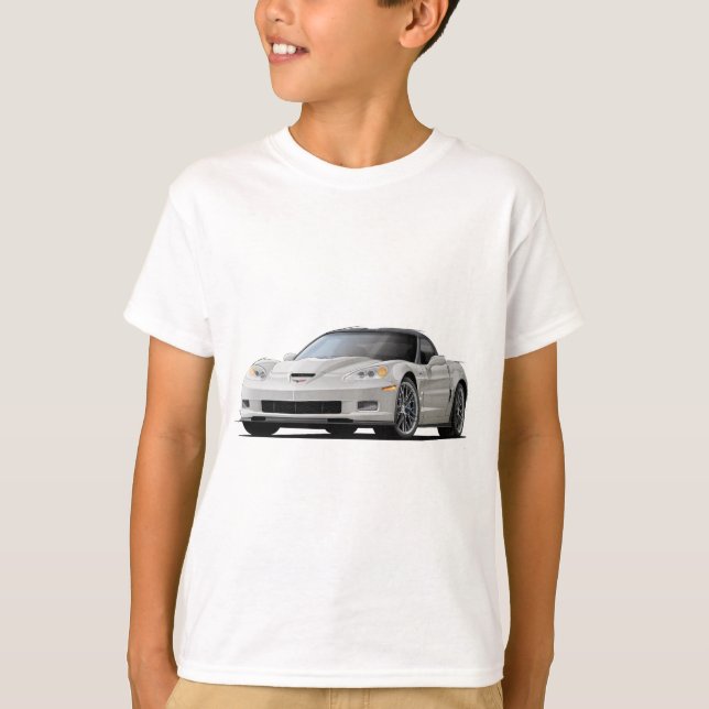 Camiseta Carro do branco de Corveta ZR1 (Frente)