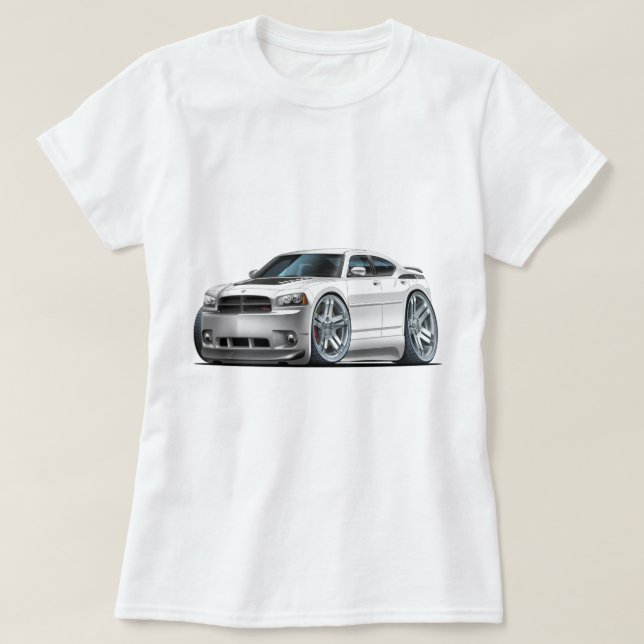 Camiseta Carro do branco de Daytona do carregador de Dodge (Frente do Design)