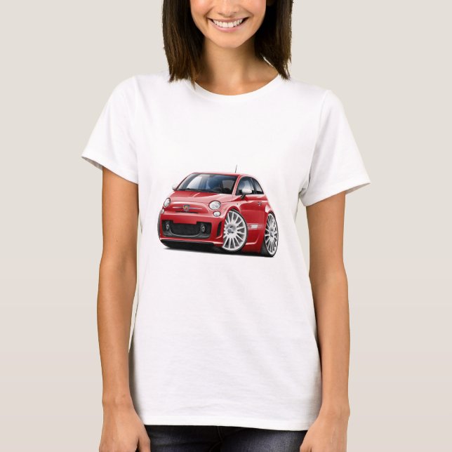 Camiseta Carro do vermelho de Fiat 500 Abarth (Frente)