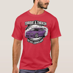 Camiseta Carro Drift Roxo com amigos Lema de Velocidade ami