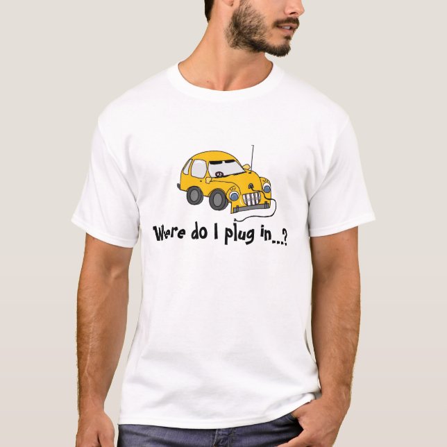 Camiseta Carro elétrico amarelo... t-shirt (Frente)