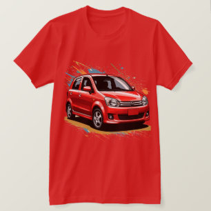 Camiseta Carro Elétrico com Salpicos de Cores Vibrantes