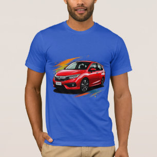 Camiseta Carro Elétrico com Salpicos de Cores Vibrantes