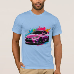 Camiseta Carro Elétrico com Salpicos de Cores Vibrantes