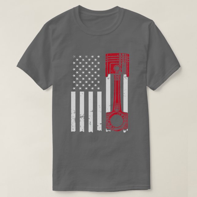 Camiseta Carro Entusiasta Americana Flag Pistola Muscle Car (Frente do Design)