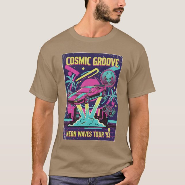 Camiseta Carro Espacial Neon Retro (Frente)