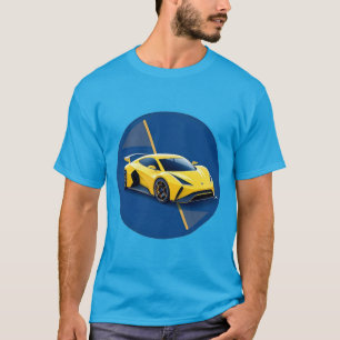 Camiseta Carro Esportivo Amarelo em Fundo Azul