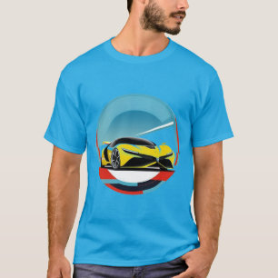 Camiseta Carro Esportivo Amarelo em Ilustração Moderna Redo