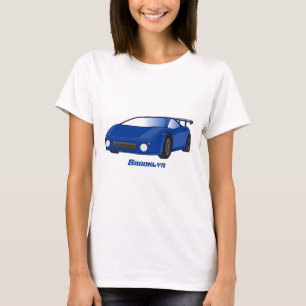 Camiseta Carro esportivo azul com ilustração de aerofólio