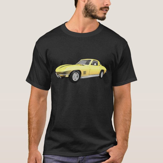 Camiseta Carro Esportivo Corvette 1967: Término Amarelo (Frente)