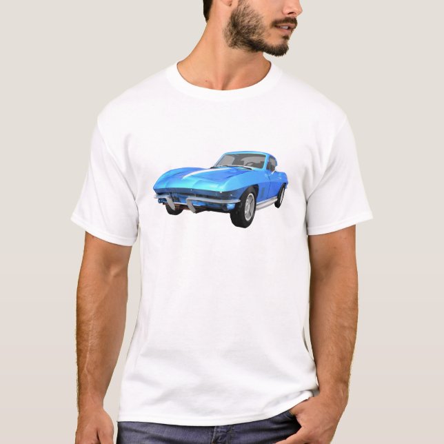 Camiseta Carro Esportivo Corvette 1967: Término Azul: (Frente)