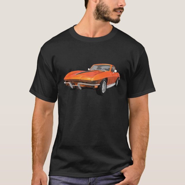 Camiseta Carro Esportivo Corvette 1967: Término Laranja (Frente)
