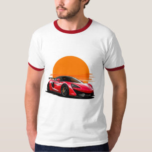 Camiseta Carro Esportivo Elegante Contra Pôr do Sol Vibrant