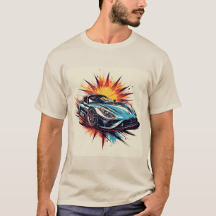 Camiseta Carro Esportivo Estilizado Com Pinceladas Dinâmica