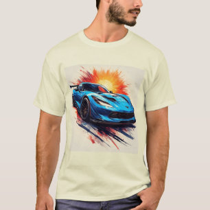 Camiseta Carro Esportivo Estilizado Com Pinceladas Dinâmica