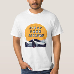 Camiseta Carro Esportivo Futurista e Citação Motivacional