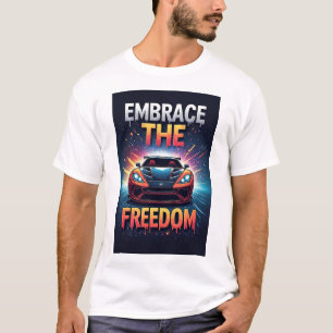 Camiseta Carro Esportivo Laranja Abraçar Liberdade Arte