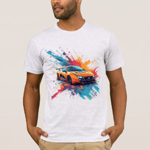 Camiseta Carro Esportivo Laranja Vibrante Estética de Rua D