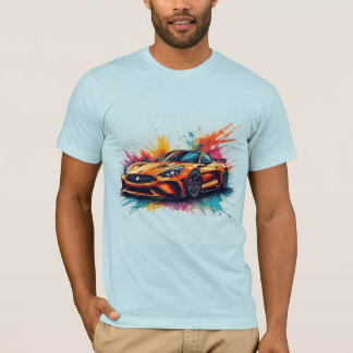 Camiseta Carro Esportivo Laranja Vibrante Gráfico de Corrid