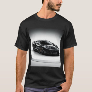 Camiseta Carro esportivo preto elegante em uma plataforma g