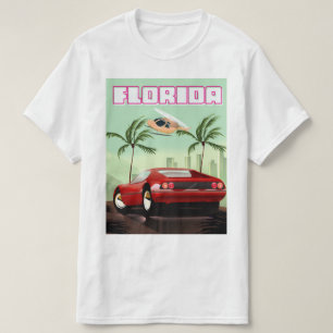 Camiseta carro esportivo retrô vermelho da Flórida