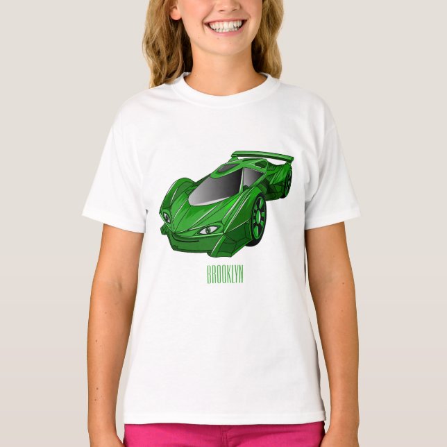 Camiseta Carro esportivo verde com ilustração de aerofólio (Frente)