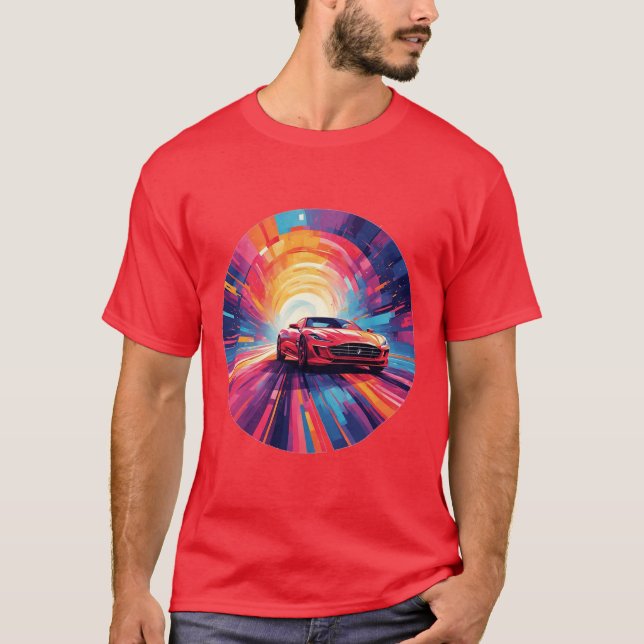 Camiseta Carro esportivo vermelho vibrante em um Design esp (Frente)