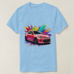 Camiseta Carro esportivo vibrante com toque de cores