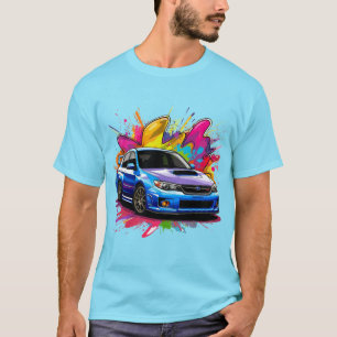 Camiseta Carro esportivo vibrante com toque de cores