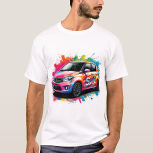 Camiseta Carro esportivo vibrante com toque de cores