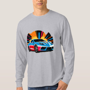 Camiseta Carro Esportivo Vibrante de Arte Pop