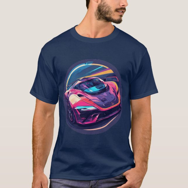 Camiseta Carro Esportivo Vibrantemente Rendido (Frente)